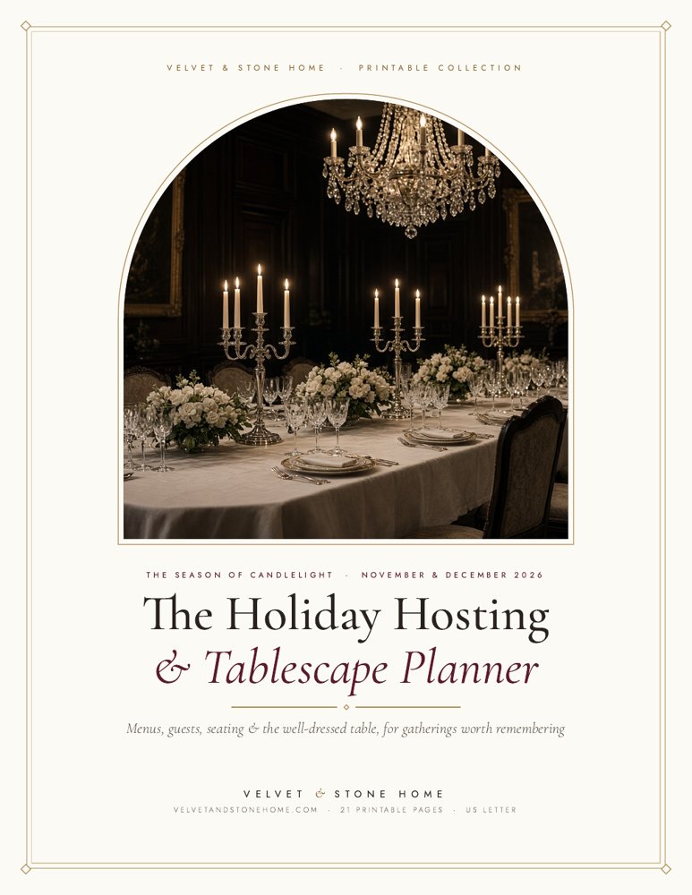 Cover of the Holiday Hosting & Tablescape Planner printable (cover photo is AI-generated)