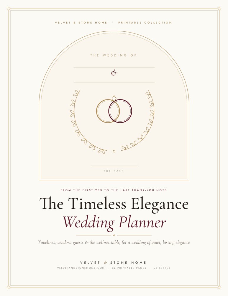 Cover of the Timeless Elegance Wedding Planner printable